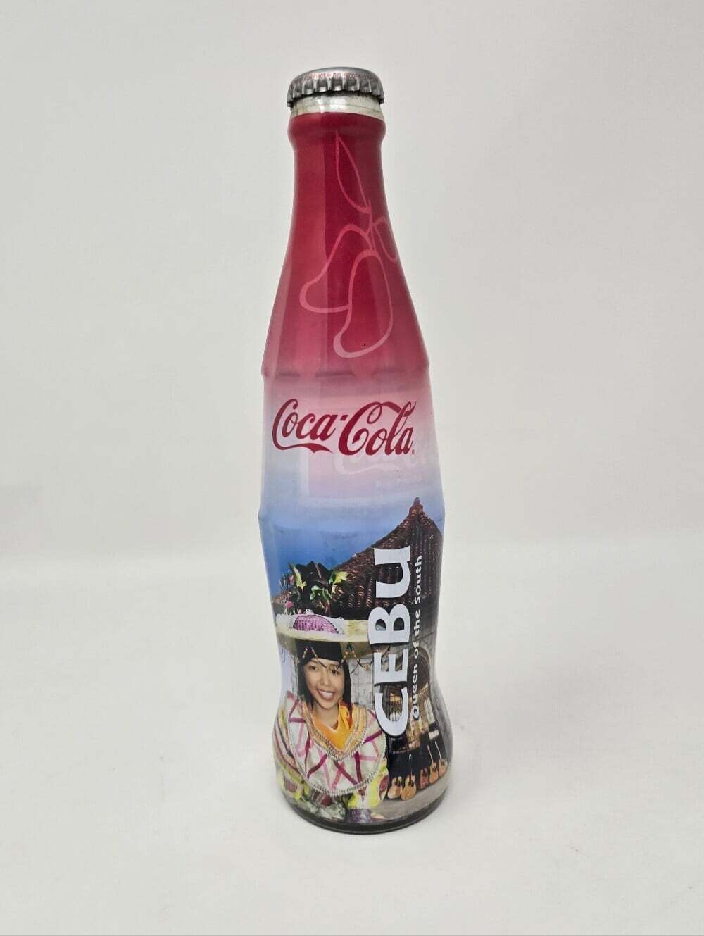 Limited Edition Cebu Queen of the South Coca Cola Glass Bottle Philippines 9.5"